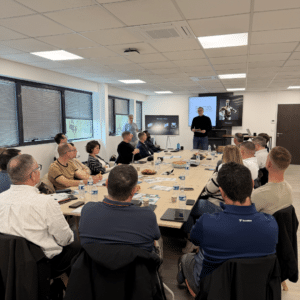 Réunion régionale du collectif 4TRO avec dirigeants d’entreprises du bâtiment échangeant sur leurs problématiques terrain