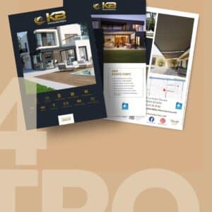 Mockup de catalogue personnalisé réalisé par l’agence de communication 4TRO pour un adhérent du réseau spécialisé en menuiserie et fermeture