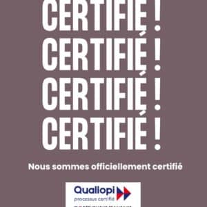Visuel 4TRO annonçant l'obtention de la certification Qualiopi pour ses actions de formation professionnelle dédiées aux entreprises de menuiserie.