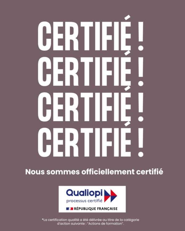 Visuel 4TRO annonçant l'obtention de la certification Qualiopi pour ses actions de formation professionnelle dédiées aux entreprises de menuiserie.