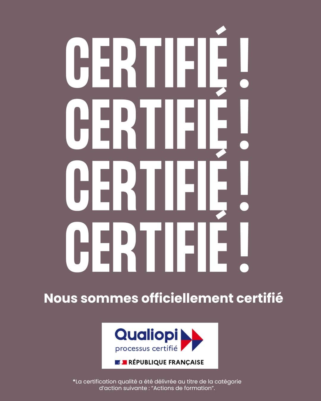 Visuel 4TRO annonçant l'obtention de la certification Qualiopi pour ses actions de formation professionnelle dédiées aux entreprises de menuiserie.